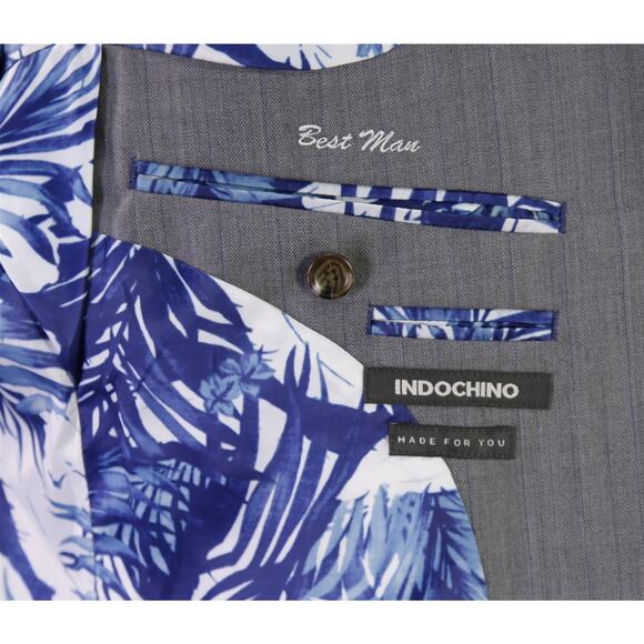 Indochino Custom Gray Pinstripe Peak Lapel Slim Fit 2-Btn Blazer Jacket 36S - Picture 7 of 8